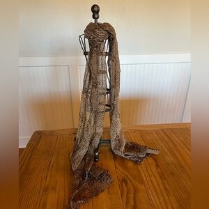Idea Plus Vintage Sheer Tan/Brown Animal Print Scarf